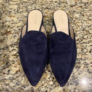 Cole Haan Marine Blue suede mules, size 7.5B